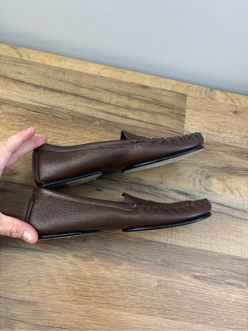 Dear Frances Leather Slip On Flats Loafers Shoes Dark Brown Women’s